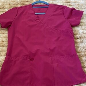 Women's Fuchsia V-Neck Scrub Top